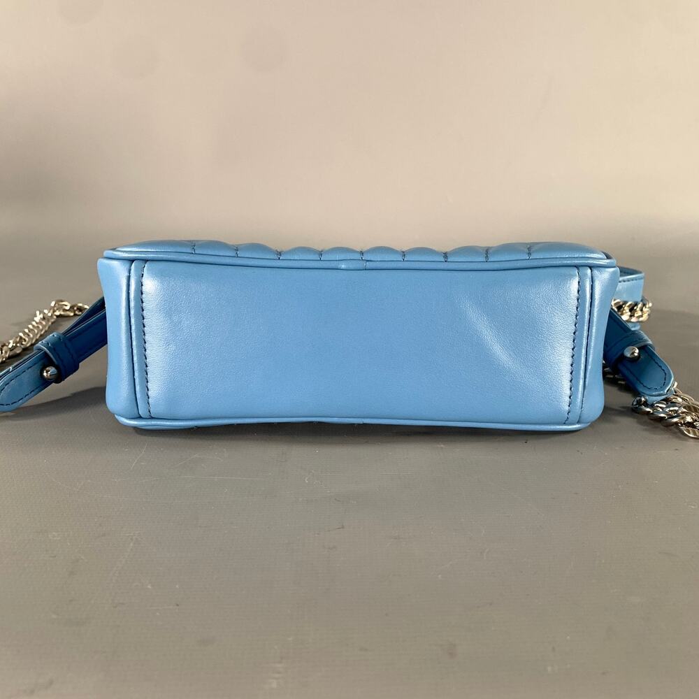 PRADA Blue Quilted Calfskin Leather Shoulder Bag Handbag - Picture 6 of 10